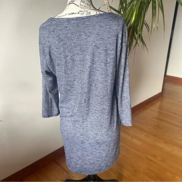 EDDIE BAUER size M blue long sleeve tunic long fitted shirt with scoop neck - Picture 3 of 7